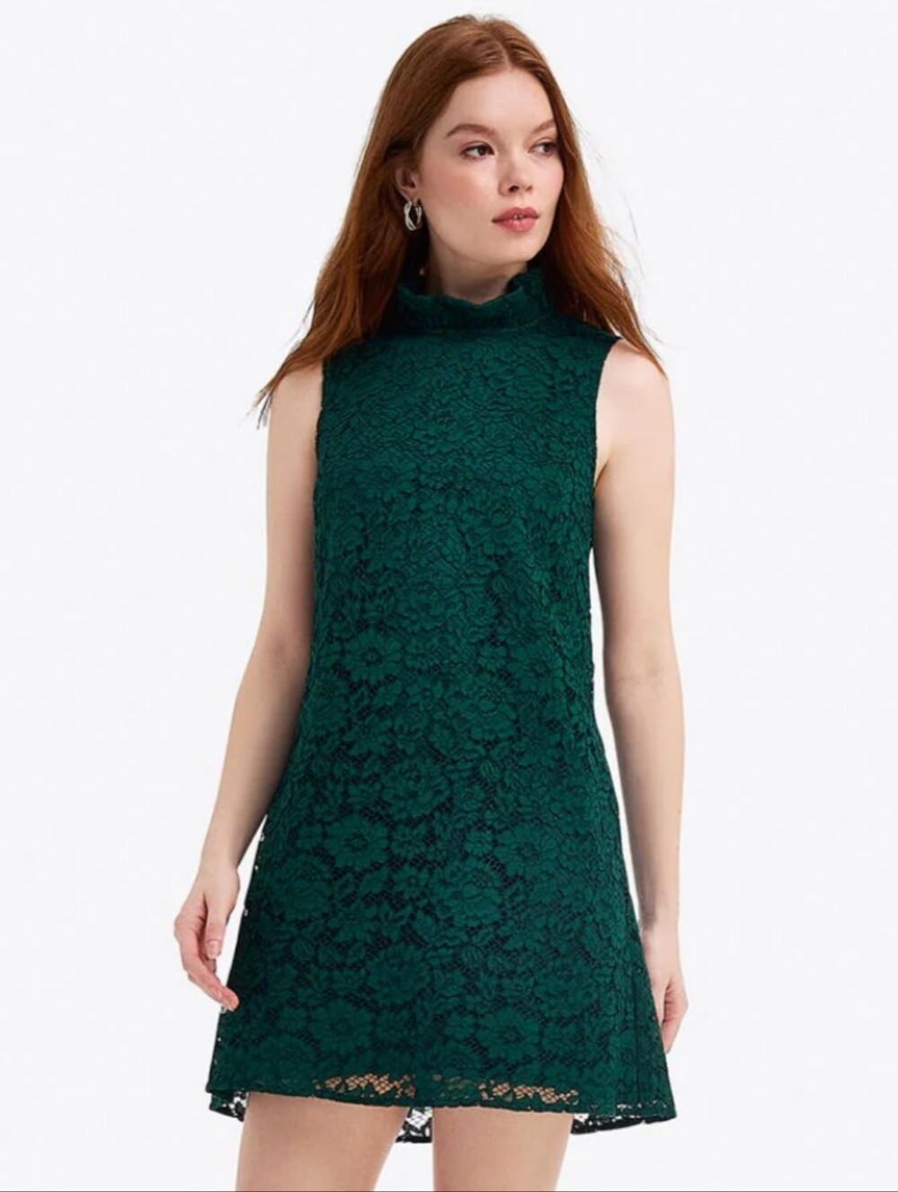 Draper James Forest Green Lace Sleeveless Shift Dress